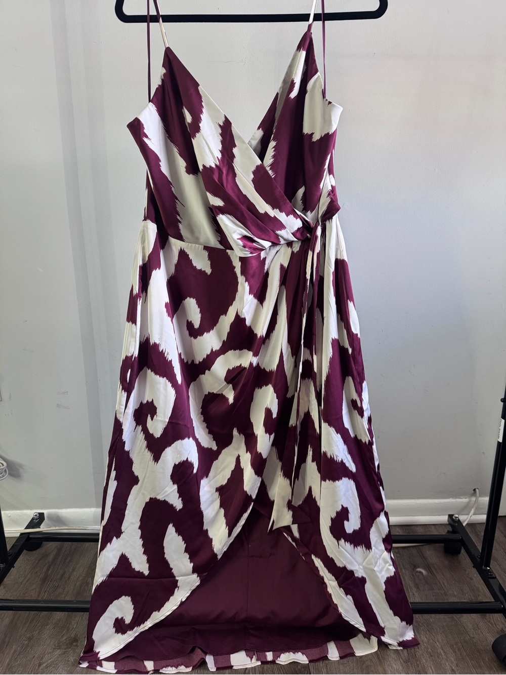 Express Burgundy and White Wrap Maxi Dress